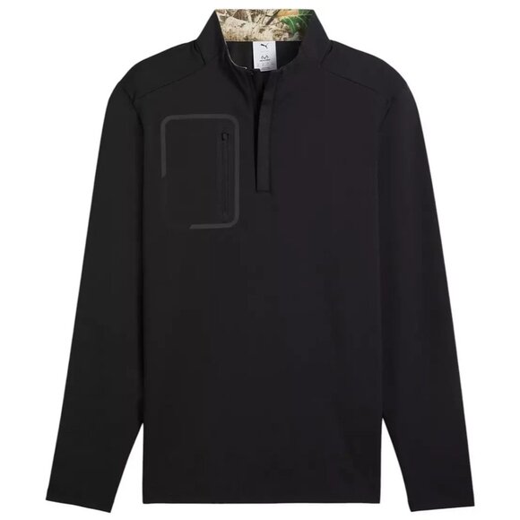 PUMA X REALTREE Men's Golf 1/4 Zip Pullover Shirt Black UV Protection Size Small - Picture 1 of 7